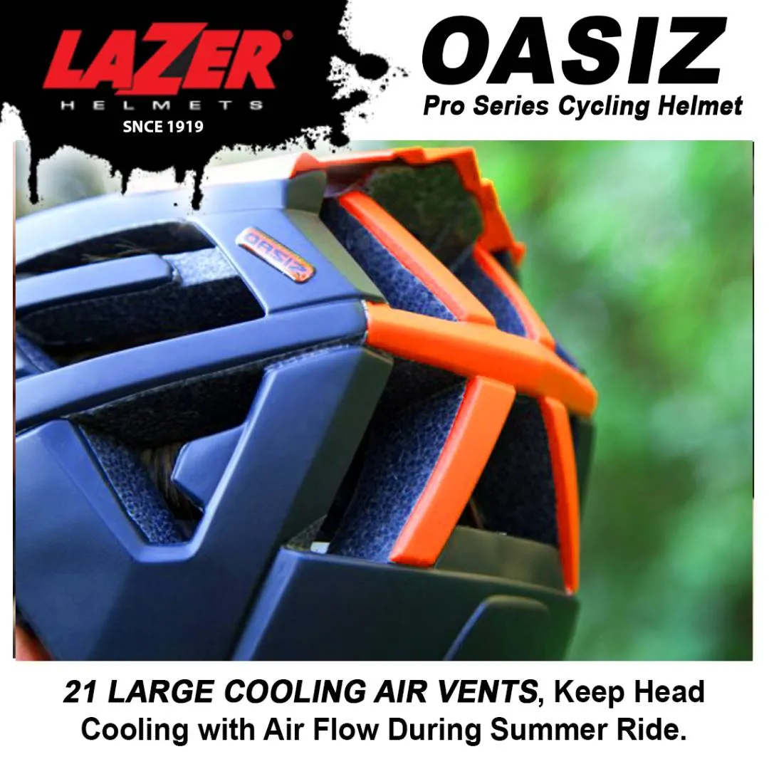LAZER OASIZ Pro Series MTB Cycling Helmet with Visor Gopro Size M L 55-61Cm Orange Neon Green Black