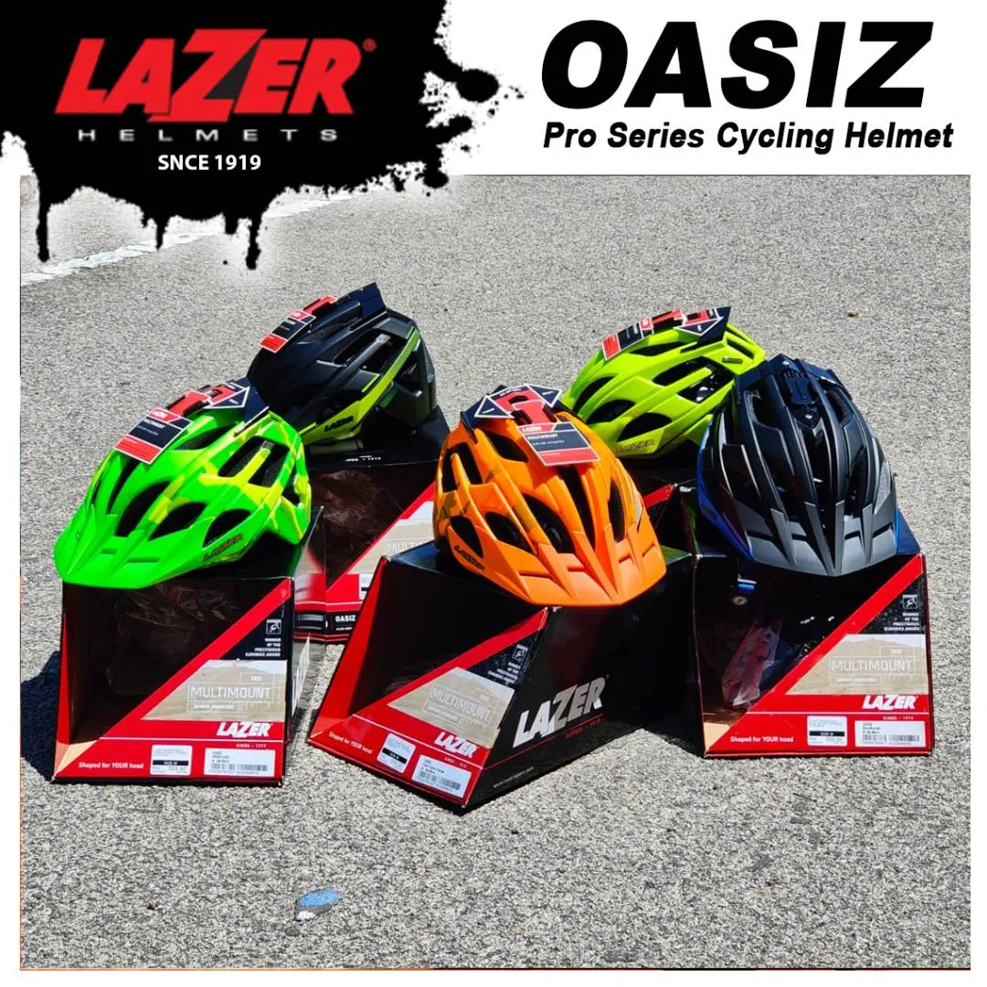 LAZER OASIZ Pro Series MTB Cycling Helmet with Visor Gopro Size M L 55-61Cm Orange Neon Green Black