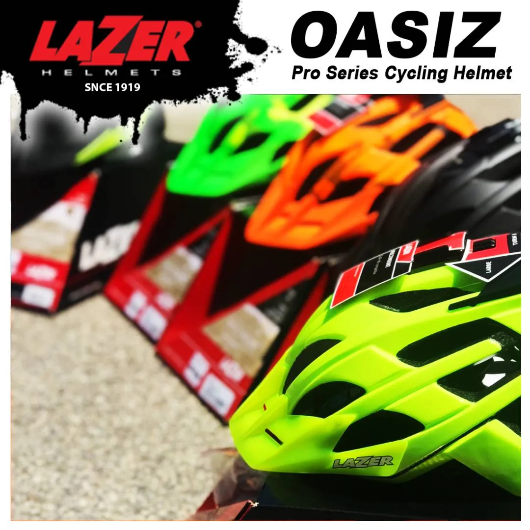 LAZER OASIZ Pro Series MTB Cycling Helmet with Visor Gopro Size M L 55-61Cm Orange Neon Green Black