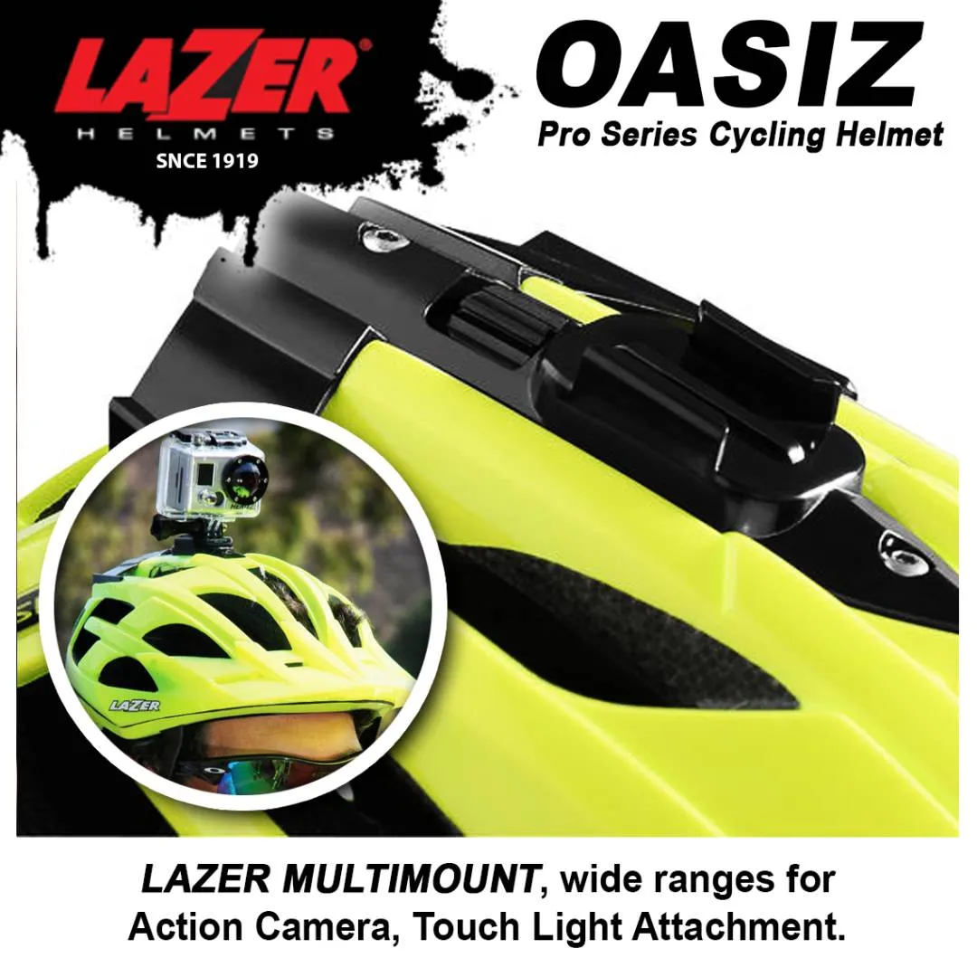 LAZER OASIZ Pro Series MTB Cycling Helmet with Visor Gopro Size M L 55-61Cm Orange Neon Green Black