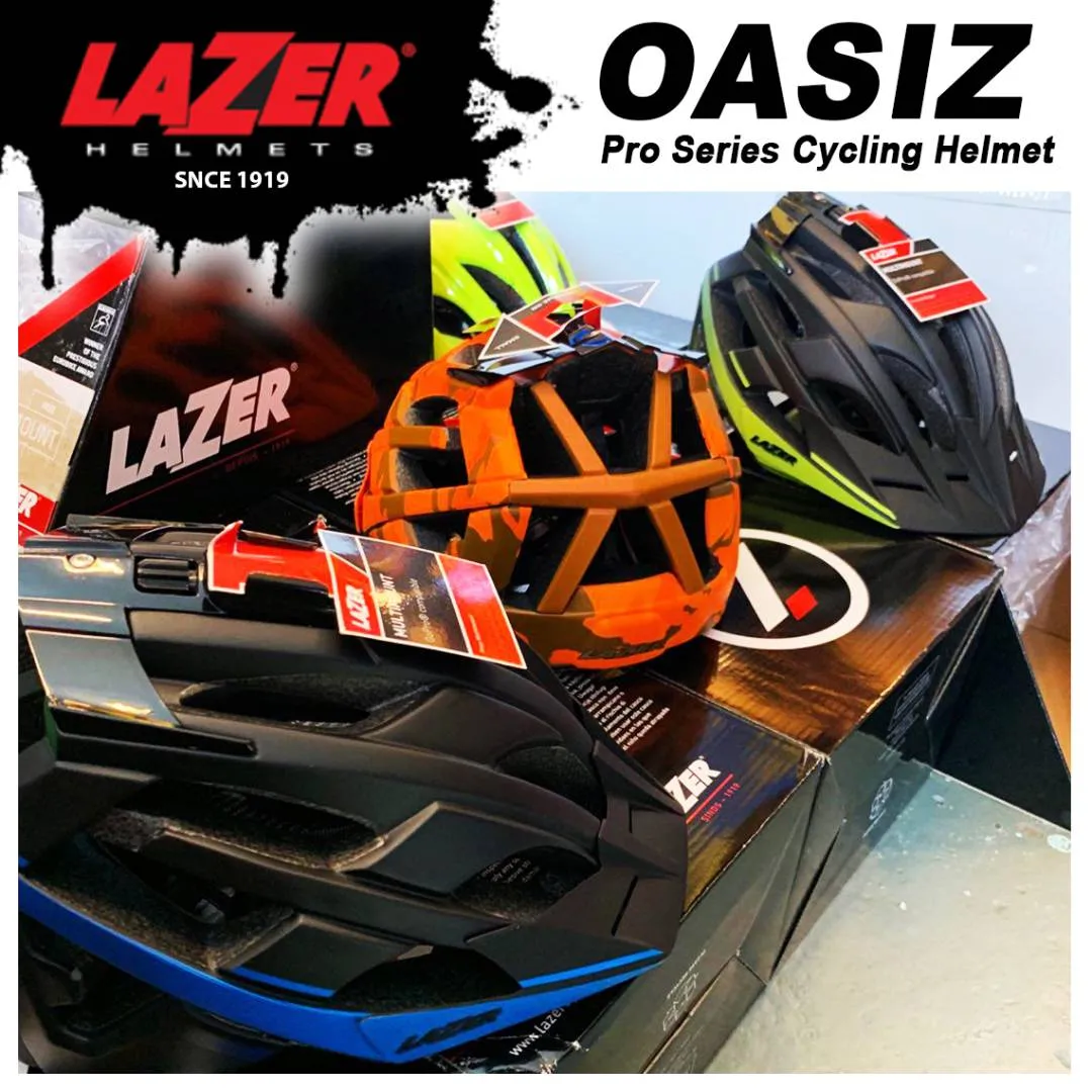 LAZER OASIZ Pro Series MTB Cycling Helmet with Visor Gopro Size M L 55-61Cm Orange Neon Green Black