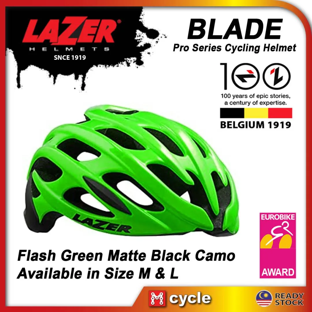 LAZER Blade Pro Series Road MTB Cycling Helmet Belgium Size M L 55-61Cm Flash Green Top Bicycle Cap