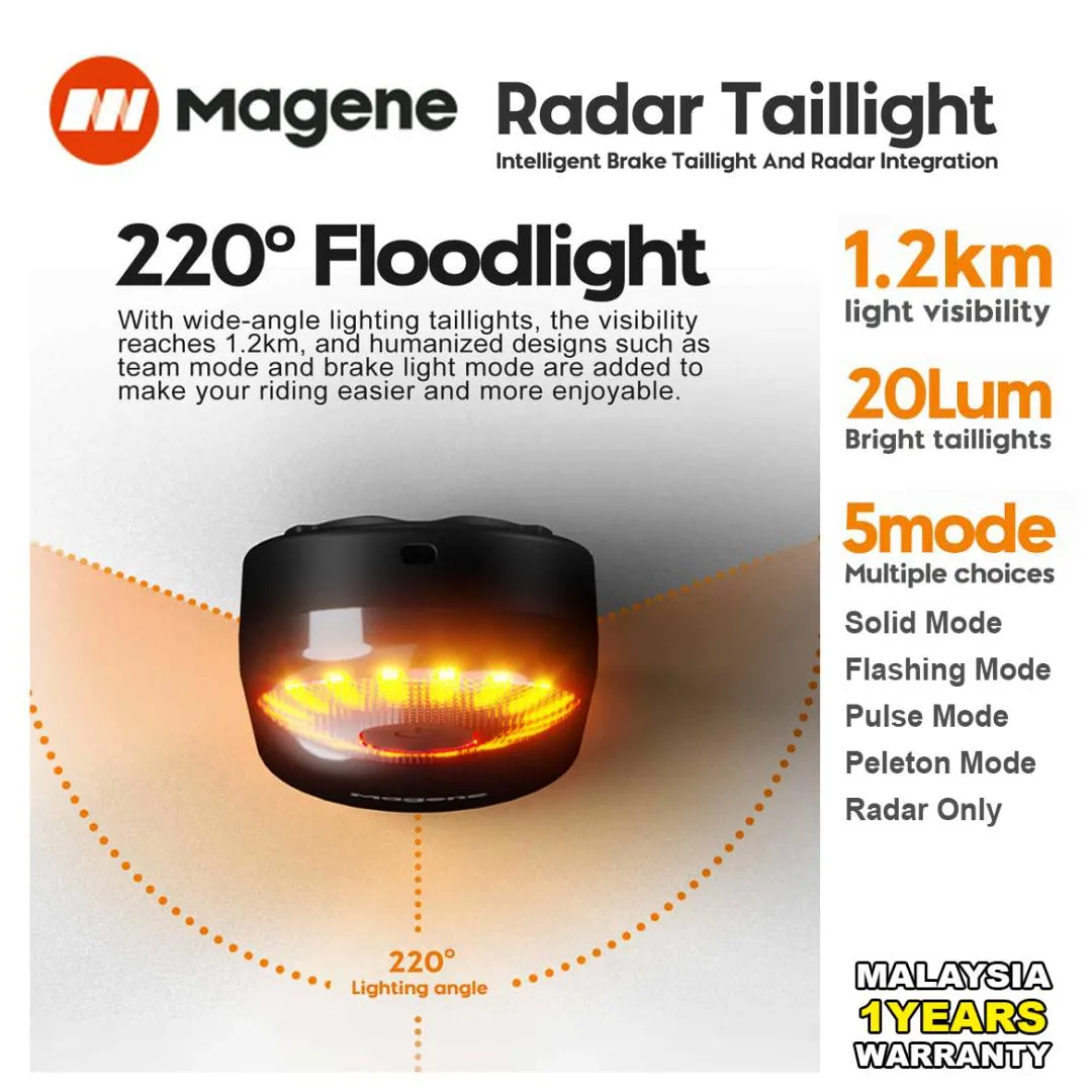 MAGENE L508 Bicycle Smart Radar Rear Light Bluetooth Ant+ Garmin Wahoo Bryton Varia Tail Light Blink