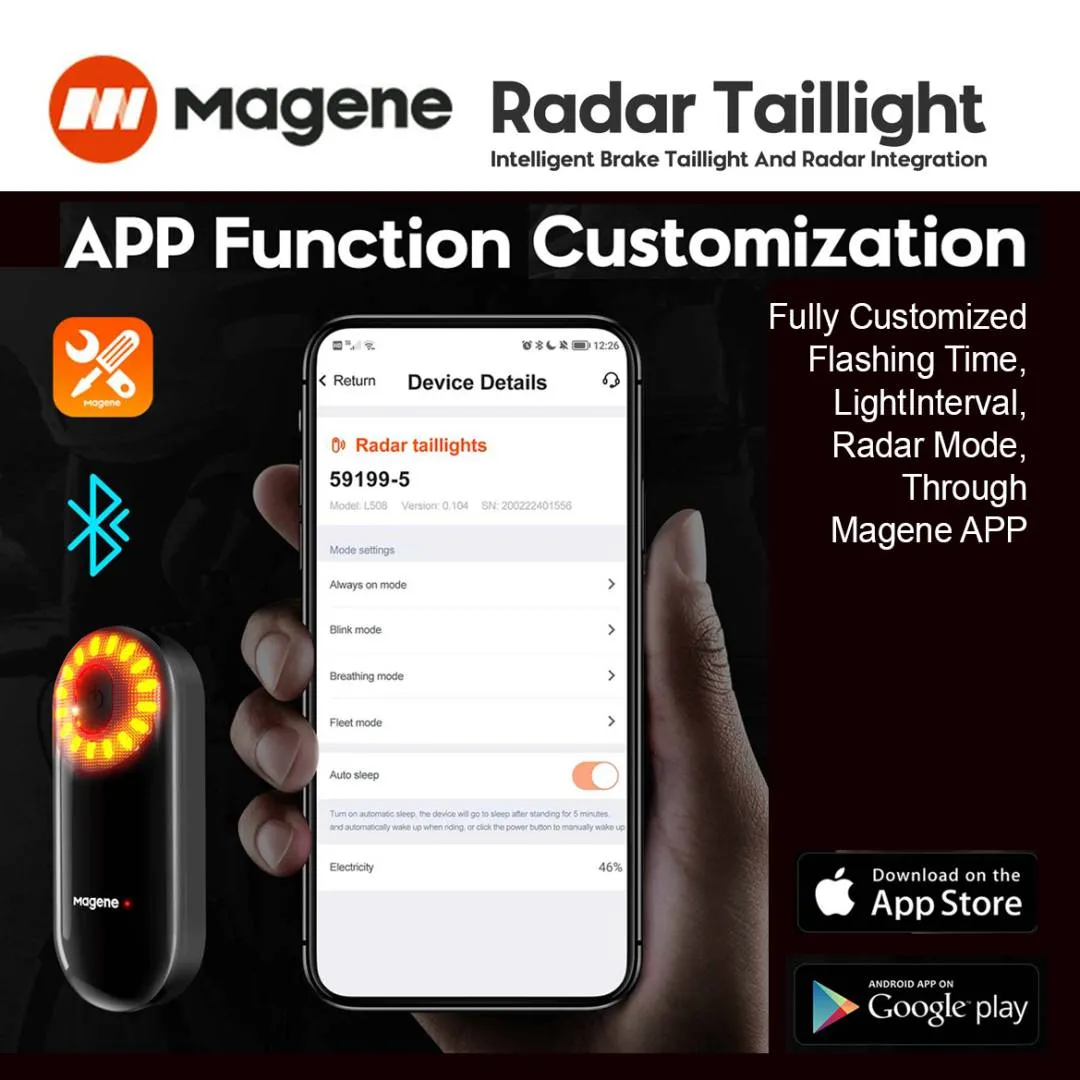 MAGENE L508 Bicycle Smart Radar Rear Light Bluetooth Ant+ Garmin Wahoo Bryton Varia Tail Light Blink