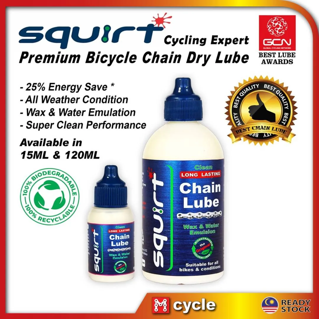 Squirt Bicycle Chain Lube 120ML USA Wax Long lasting All Weather Pro Lube for Road Moutain MTB