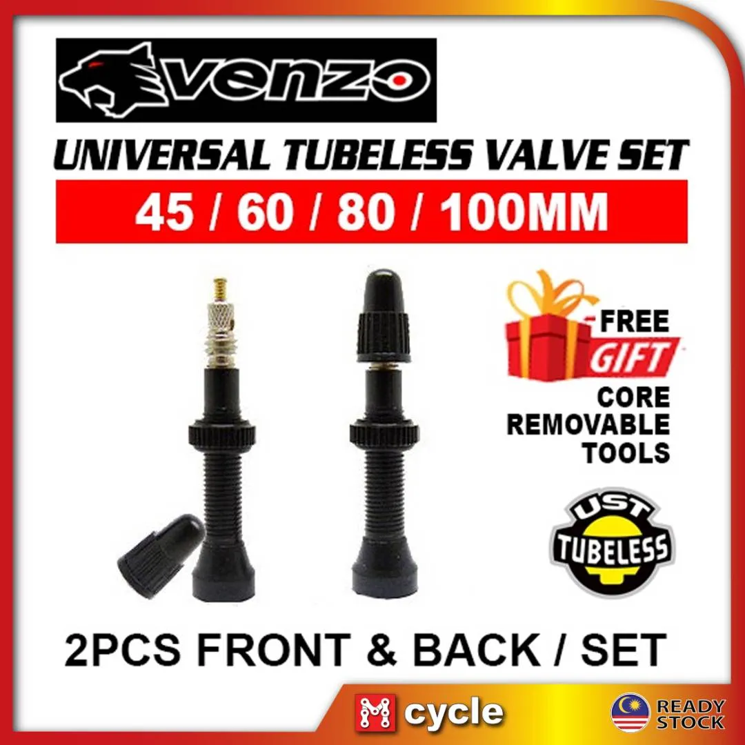 VENZO BICYCLE ROAD BIKE / MTB TUBELESS VALVE CORE REMOVABLE LIGHTWEIGHT ALLOY 45 / 60 / 80MM