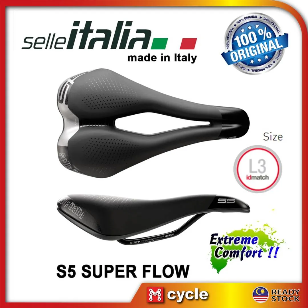 Selle Italia S5 Superflow Comfort Touring Saddle Road Roadbike MTB Long Ride Alloy Rail L3 Geometry