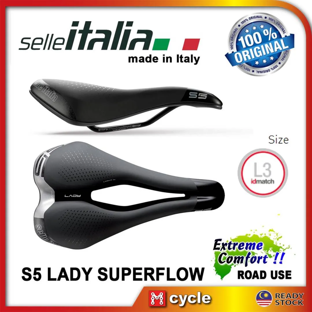 Selle Italia S5 Lady Superflow Comfort Road Touring Women Saddle Roadbike MTB Long Ride Alloy Rail