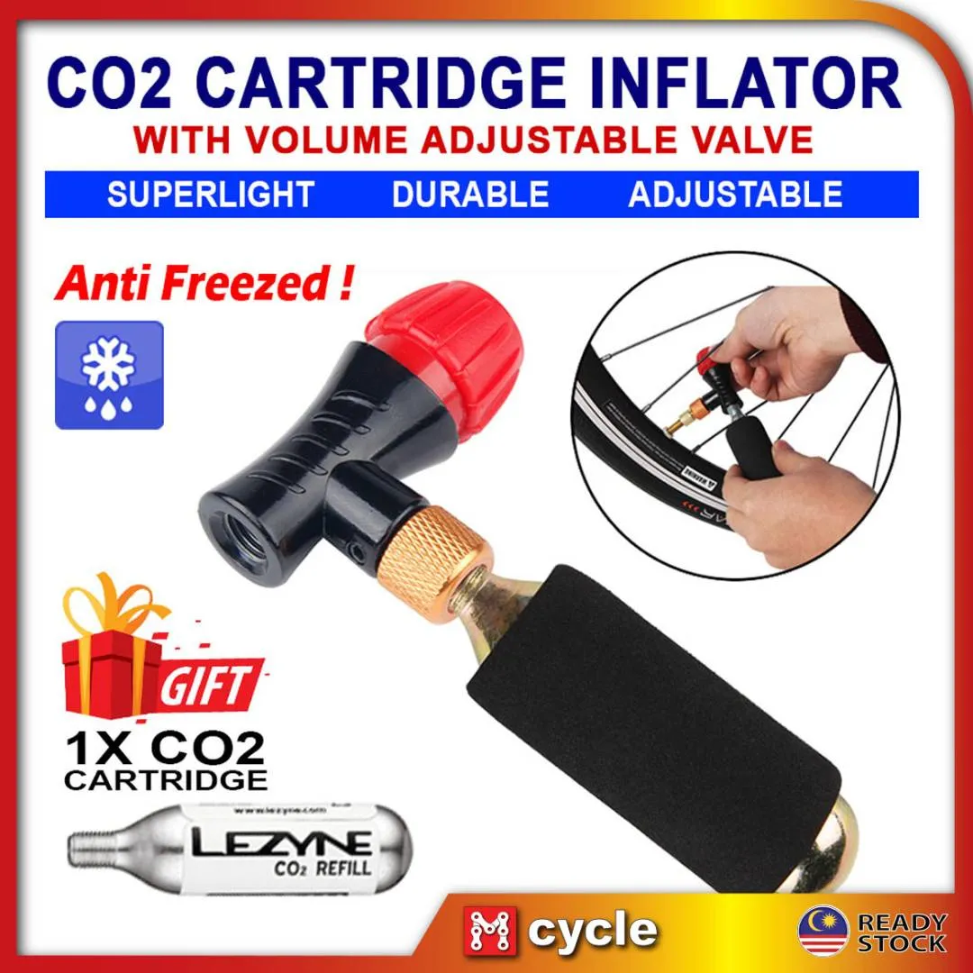 Pump King Co2 Cartridge Inflator with adjustable flow Injector AV FV Bicycle Valve Twist Lock Pump H