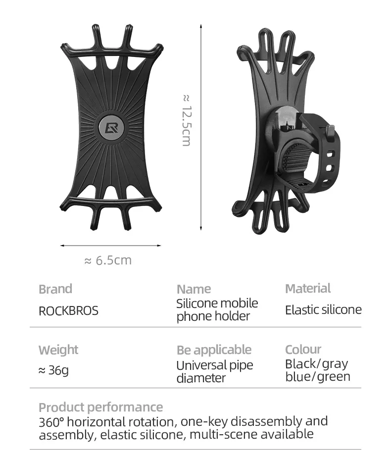 ROCKBROS Motorcycle Bike Phone Holder | 360 degree View Universal