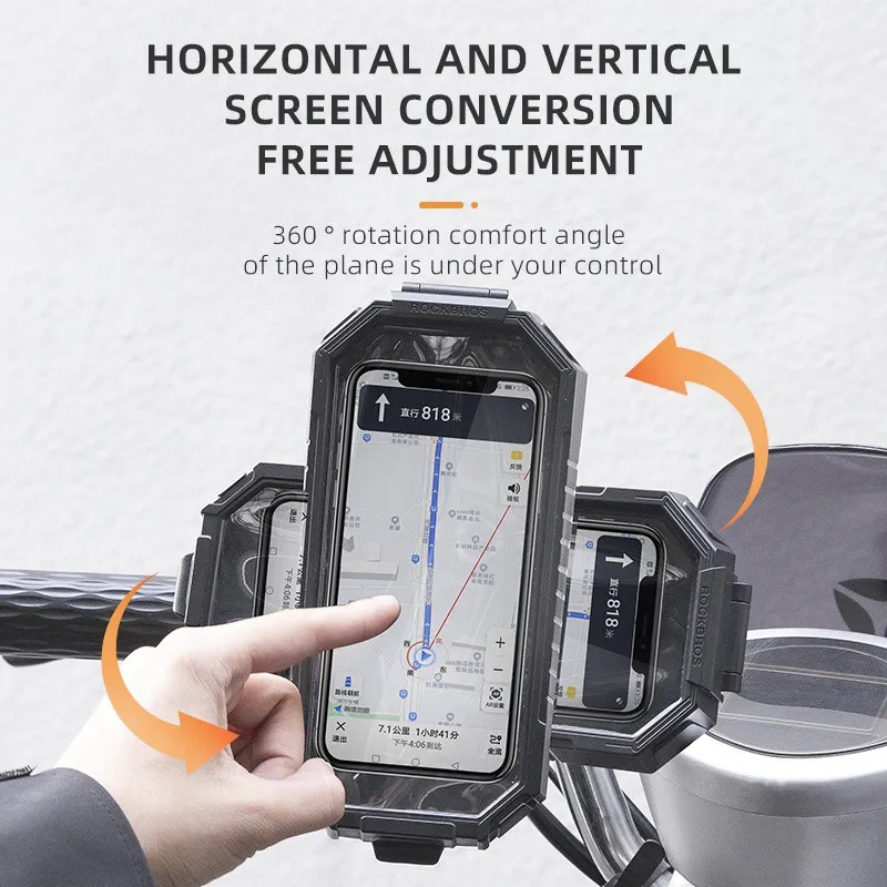 ROCKBROS Motorcycle Bike Phone Holder | 360 degree View Universal