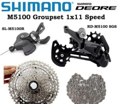 SHIMANO DEORE M5100 1X11SPEED GROUPSET (SHIFTER, RD, CHAIN, CASETE) SLM5100 HG601 SLX CHAIN RD-M5100