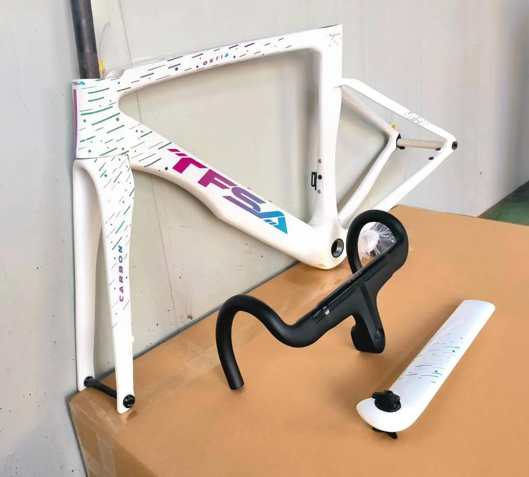 TFSA 2023 Road Bike Disc Brake Frame | Full internal carbon aero frame set JH-01 | Ice Crack Pattern