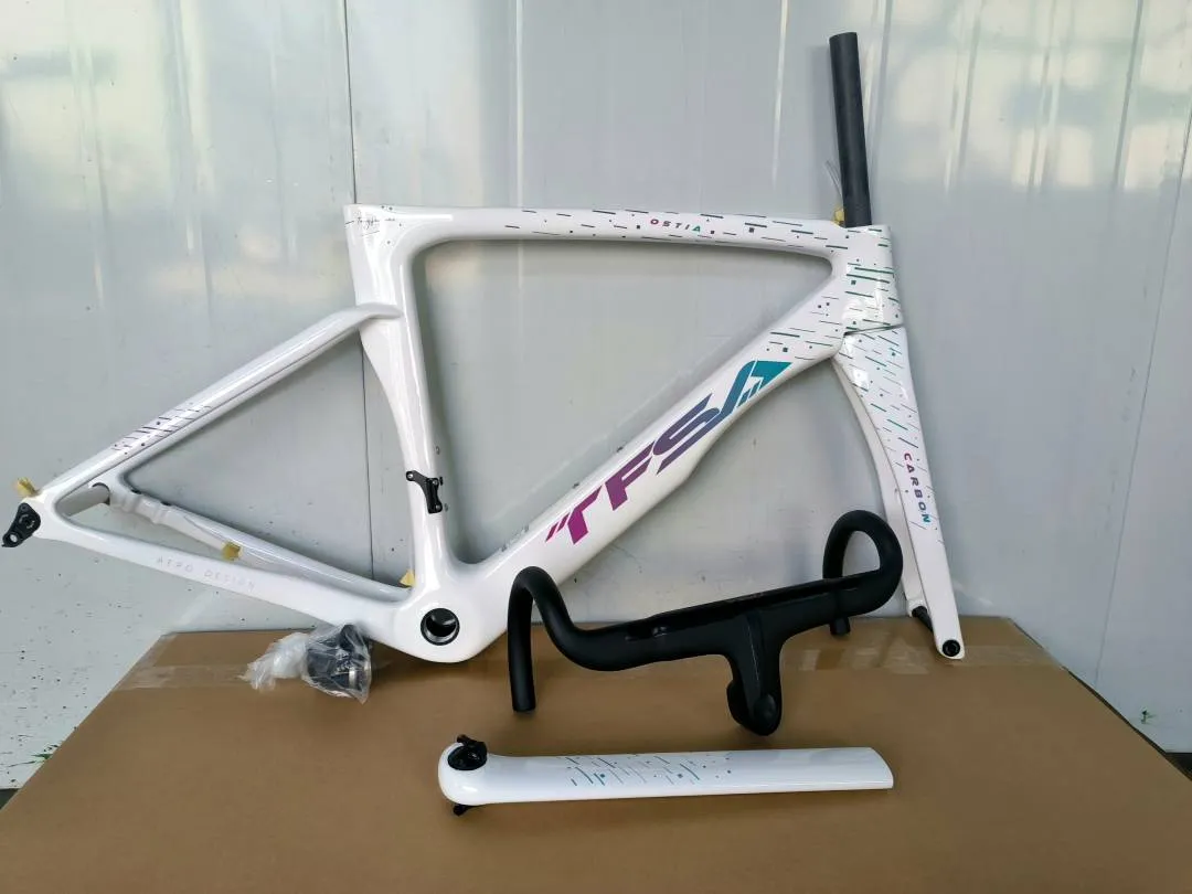 TFSA 2023 Road Bike Disc Brake Frame | Full internal carbon aero frame set JH-01 | Ice Crack Pattern