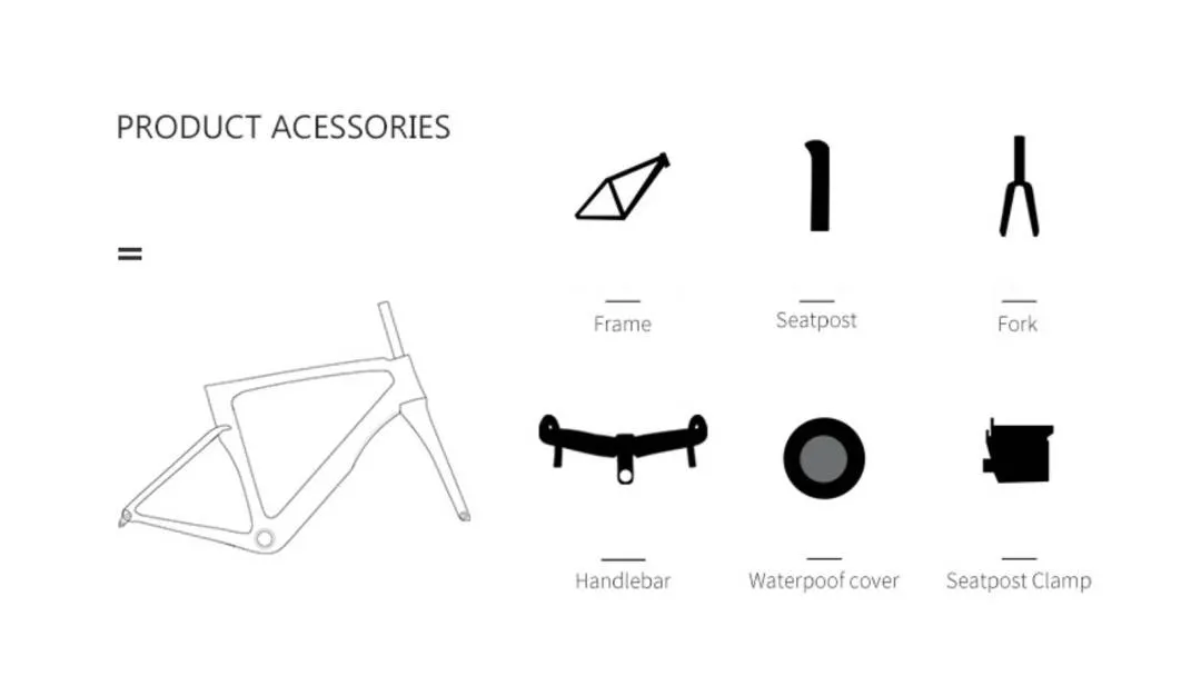 TFSA 2023 Road Bike Disc Brake Frame | Full internal carbon aero frame set JH-01 | Ice Crack Pattern