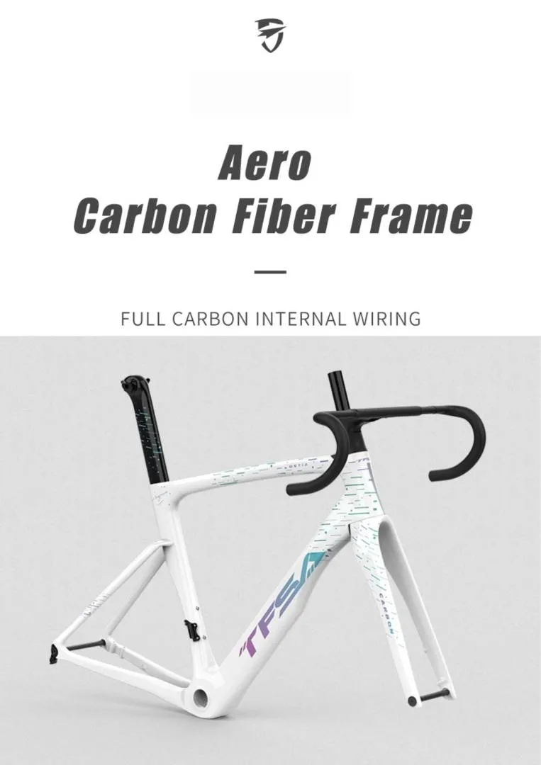 TFSA 2023 Road Bike Disc Brake Frame | Full internal carbon aero frame set JH-01 | Ice Crack Pattern