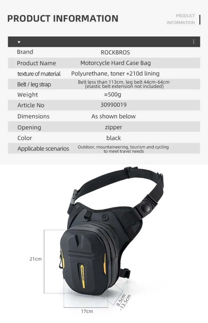 ROCKBROS Motorcycle Bag | Waterproof | Hard Shell | Big Capacity | Expandable | Double zipper