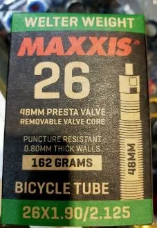 MAXXIS FV TUBE 26X1.5/2.5 FV W BOX (REMOVEABLE CORE)