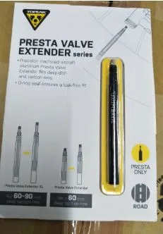 TOPEAK PRESTA VALVE EXTENDER 28 / 40 / 70 / 75 MM (PACKING MAY ALREADY DIFFER FROM PICTURE)