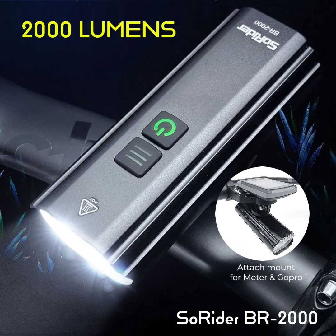 SoRider BR-2000 USB Charging Rechargeable Bicycle Headlight Cycling MTB RB road bike