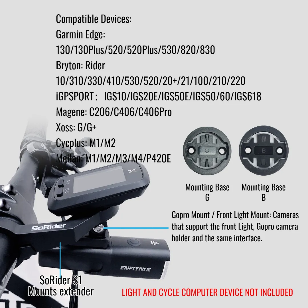 SoRider S1 Bike Computer Mounts extender