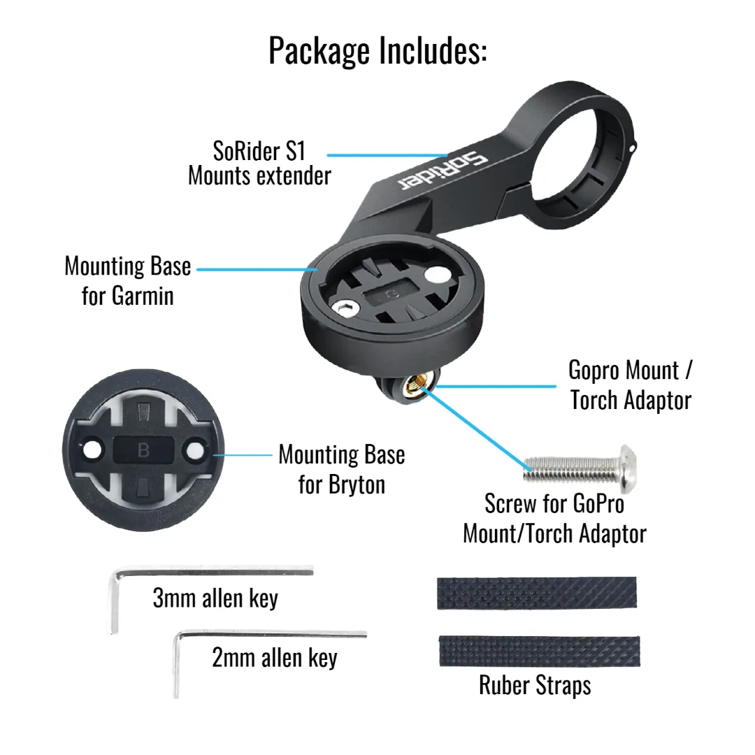 SoRider S1 Bike Computer Mounts extender
