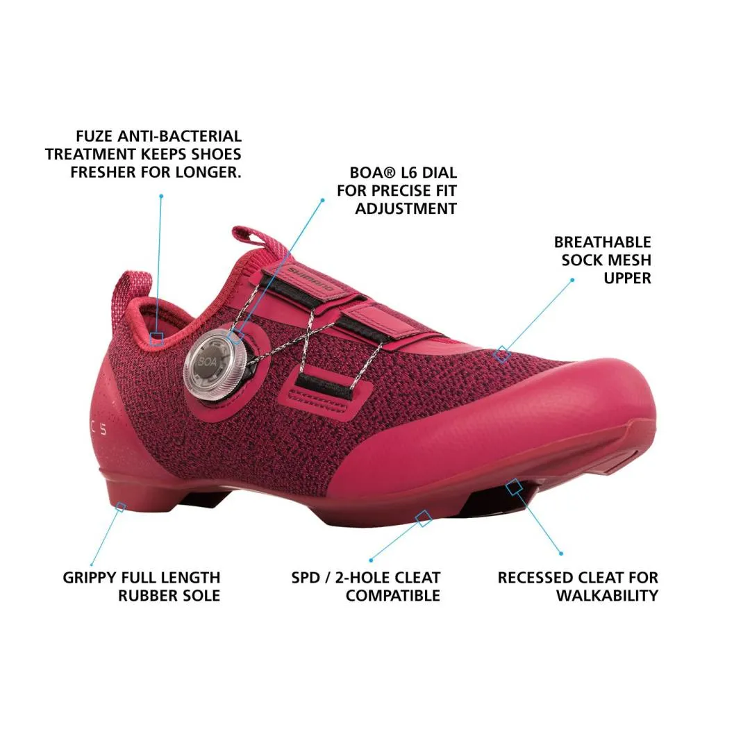 SHIMANO High Performance Indoor Cycling Shoe | SH-IC501 | SPD Cleats | Wine Red women