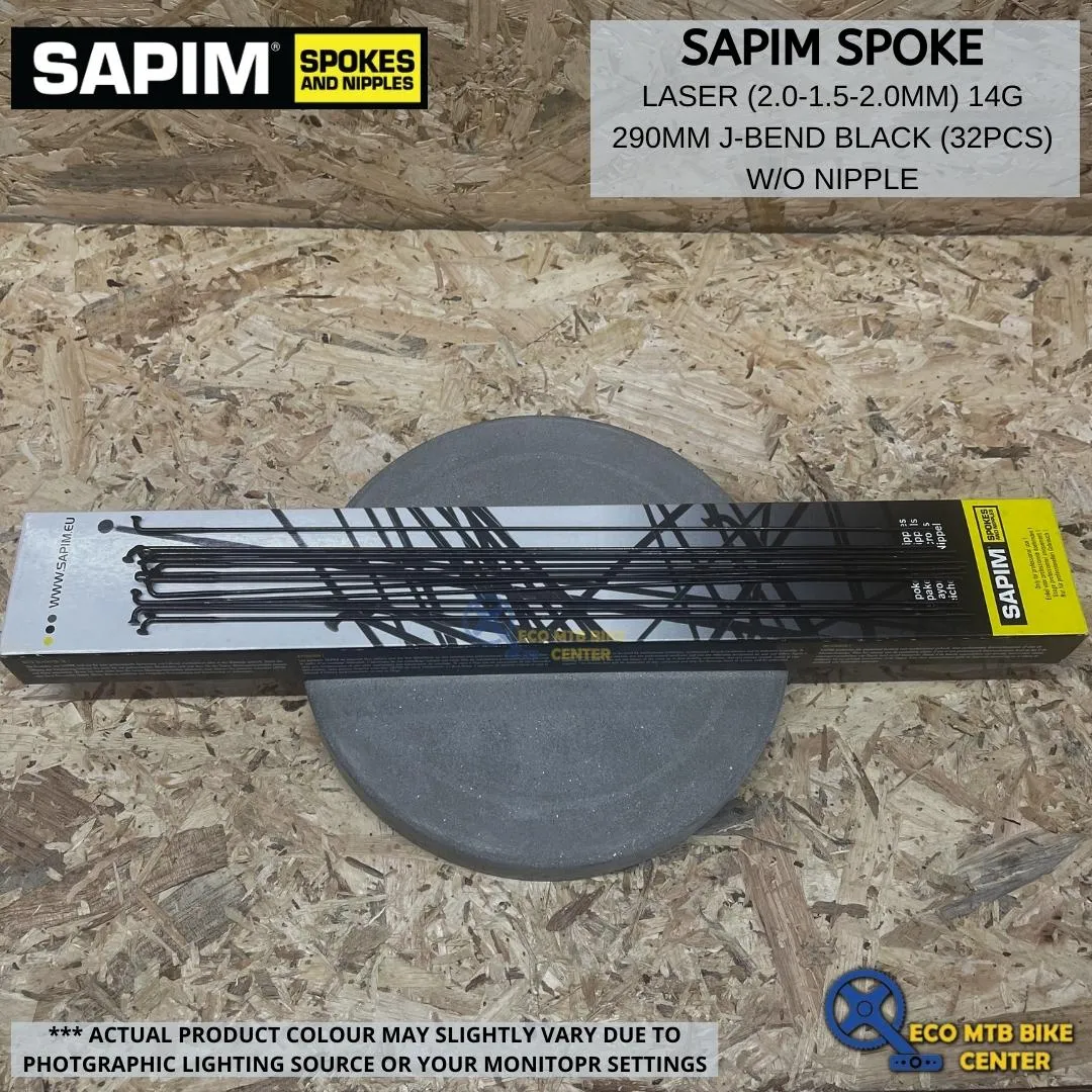 SAPIM Spoke Laser 14G 292mm/293mm 2.0-1.5-2.0 J-Bend Black (32pcs w/o Nipple)