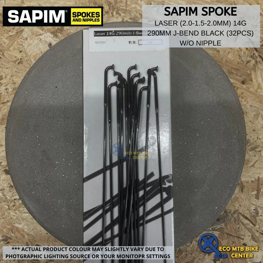 SAPIM Spoke Laser 14G 292mm/293mm 2.0-1.5-2.0 J-Bend Black (32pcs w/o Nipple)