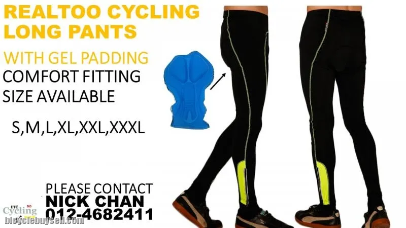 Realtoo Cycling Long Pants(Green) with gel padding