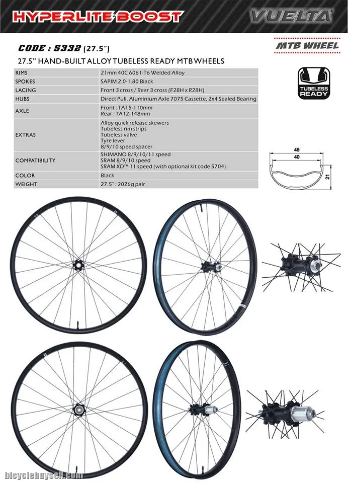 Vuelta Hyperlite Boost 27.5 Plus tubeless ready