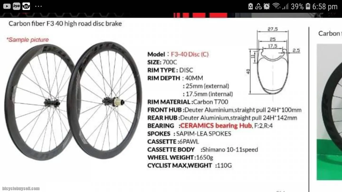DEUTER CARBON F3 DISC 40MM 700C WHEELSET