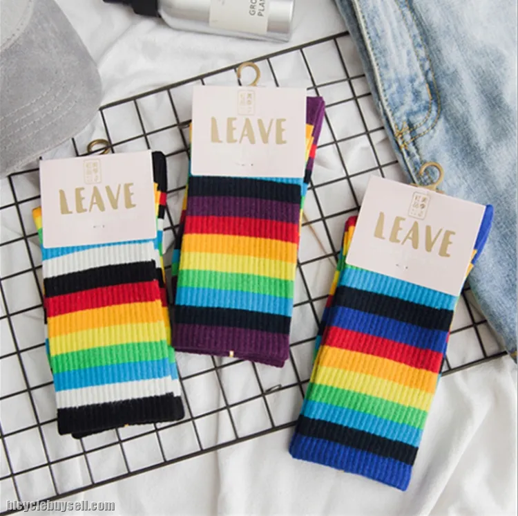 Rainbow Unisex Fashionable Sport Cycling  Socks