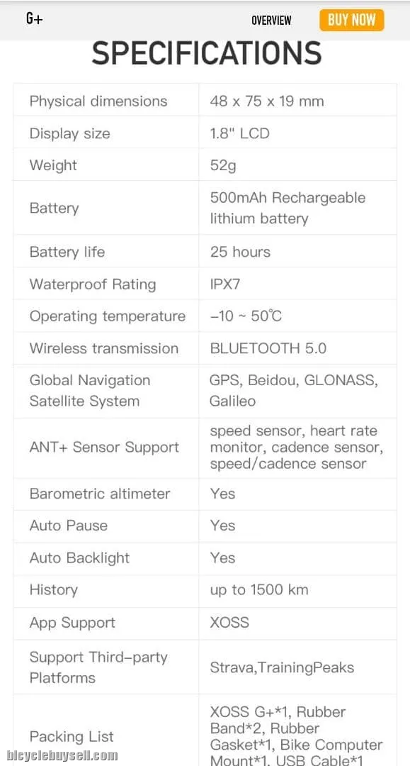 XOSS G+ SMART GPS CYCLING COMPUTER. SUPPORT STRAVA AND TRAINING PEAKS
