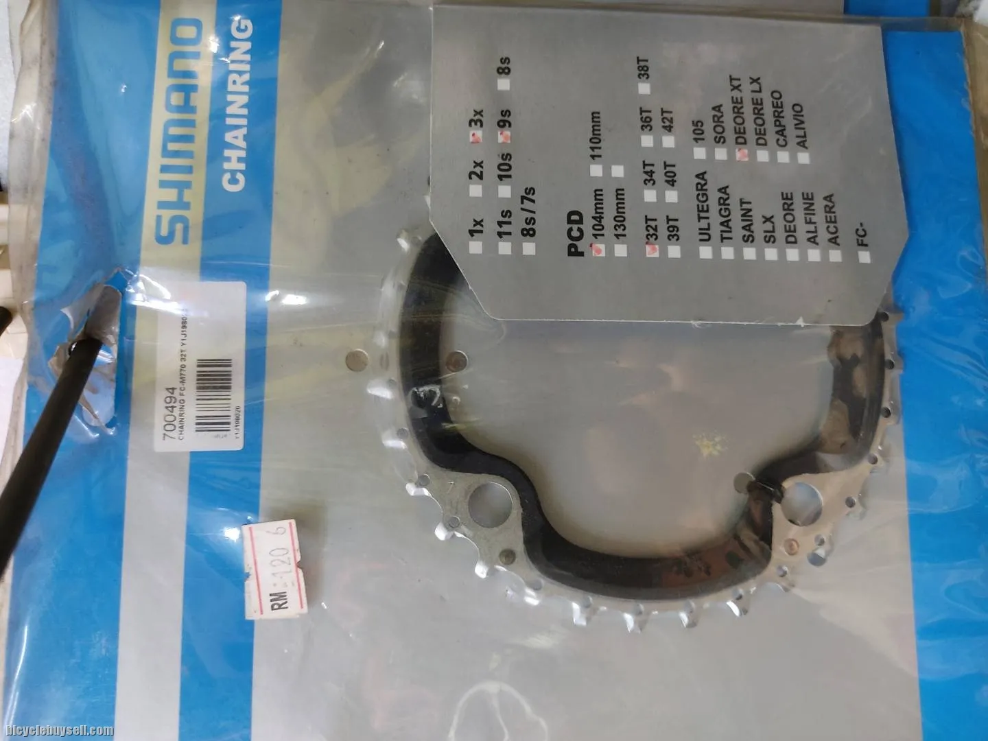SHIMANO DEORE XT 32T CHAINRING FOR 3X10 CRANKSET