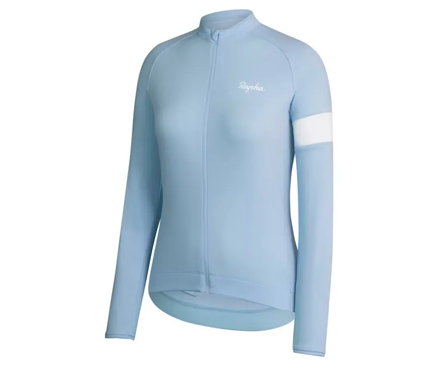 RAPHA WOMEN'S CORE LONG SLEEVE JERSEY - GREY BLUE/WHITE AUTHENTIC