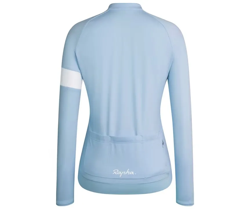 RAPHA WOMEN'S CORE LONG SLEEVE JERSEY - GREY BLUE/WHITE AUTHENTIC