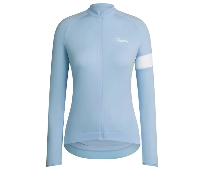 RAPHA WOMEN'S CORE LONG SLEEVE JERSEY - GREY BLUE/WHITE AUTHENTIC