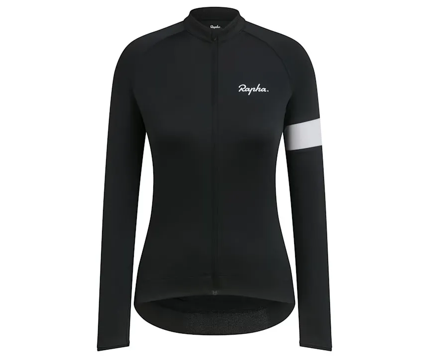 RAPHA WOMEN'S CORE LONG SLEEVE JERSEY - BLACK / WHITE AUTHENTIC