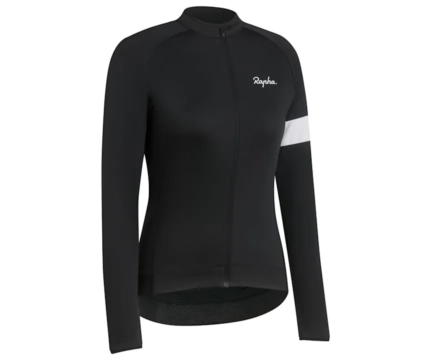 RAPHA WOMEN'S CORE LONG SLEEVE JERSEY - BLACK / WHITE AUTHENTIC