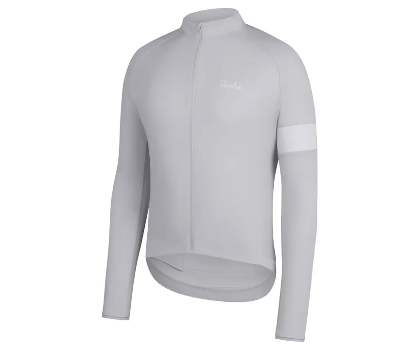 RAPHA MEN'S LONG SLEEVE CORE JERSEY - LIGHT GREY/ WHITE AUTHENTIC