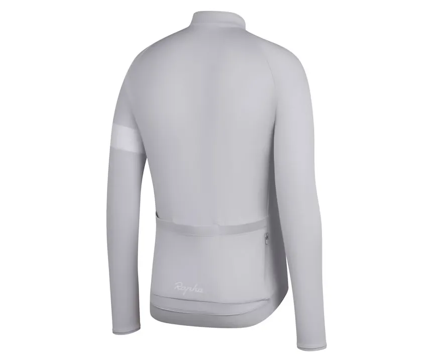 RAPHA MEN'S LONG SLEEVE CORE JERSEY - LIGHT GREY/ WHITE AUTHENTIC