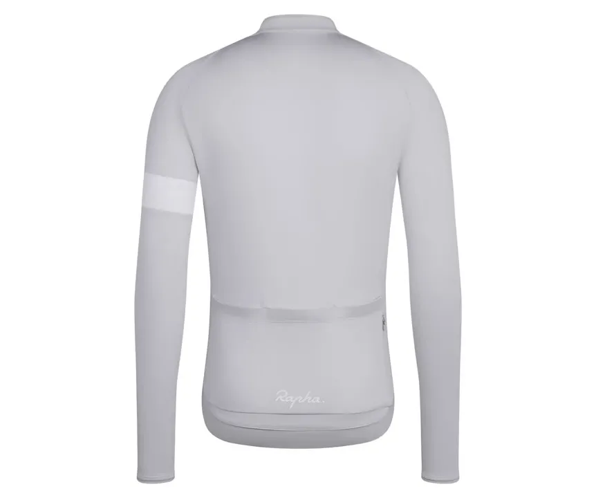 RAPHA MEN'S LONG SLEEVE CORE JERSEY - LIGHT GREY/ WHITE AUTHENTIC