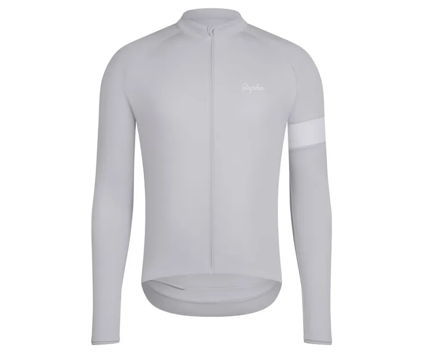 RAPHA MEN'S LONG SLEEVE CORE JERSEY - LIGHT GREY/ WHITE AUTHENTIC