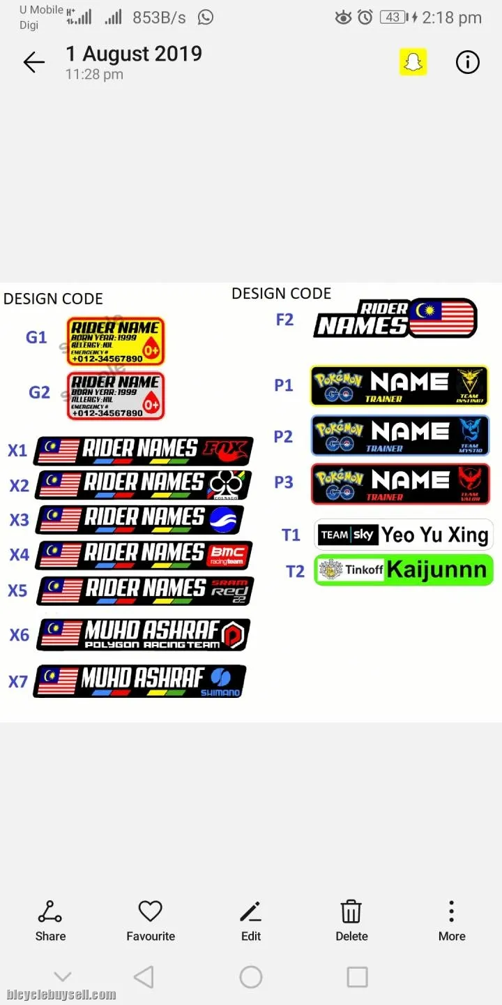 RM5 Sticker Nametag Many Design! Custom Made Name Tag Decal Sticker For Your Choice