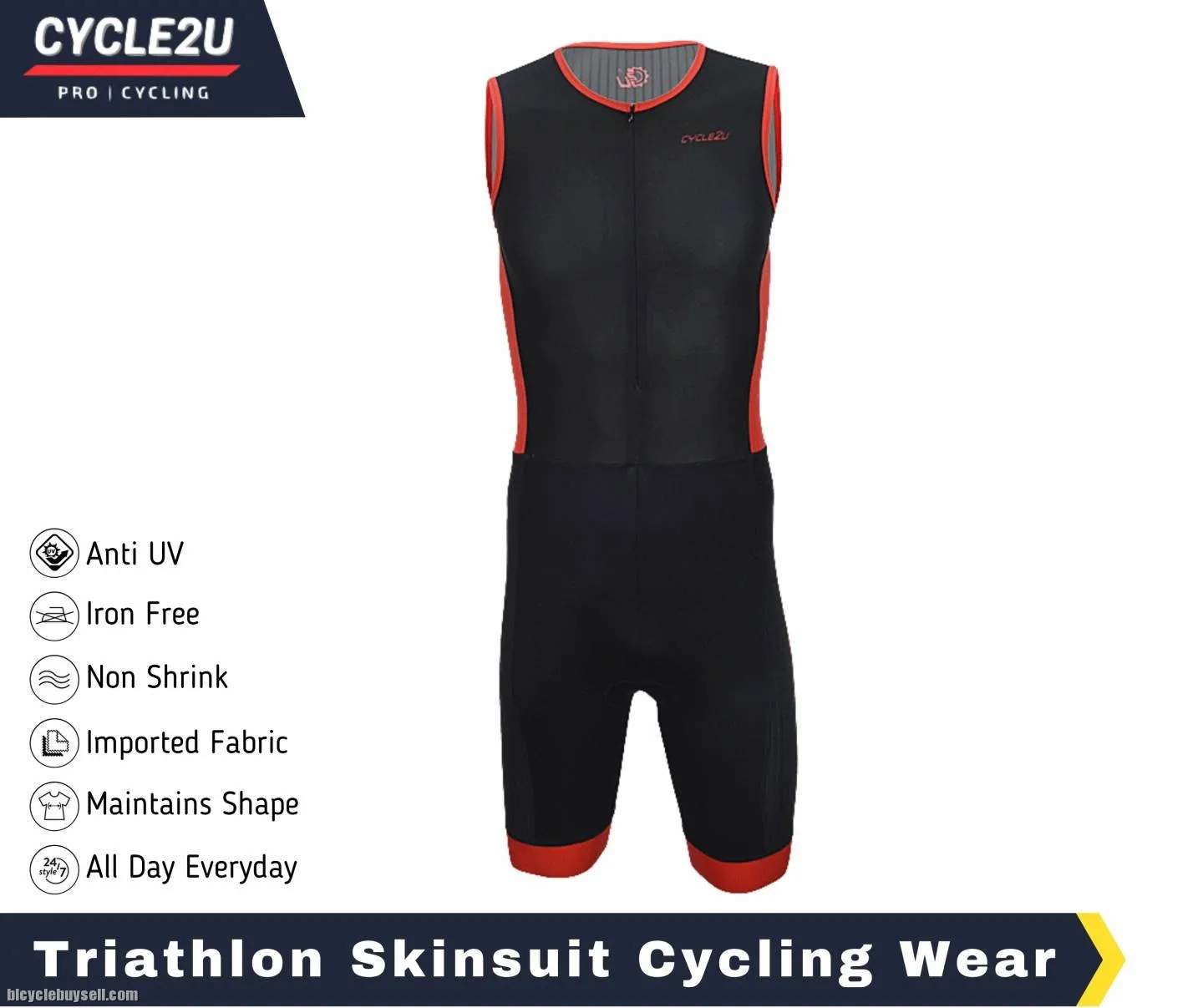 Triathlon Sport cycling compression Trisuit with Front YKK Zipper