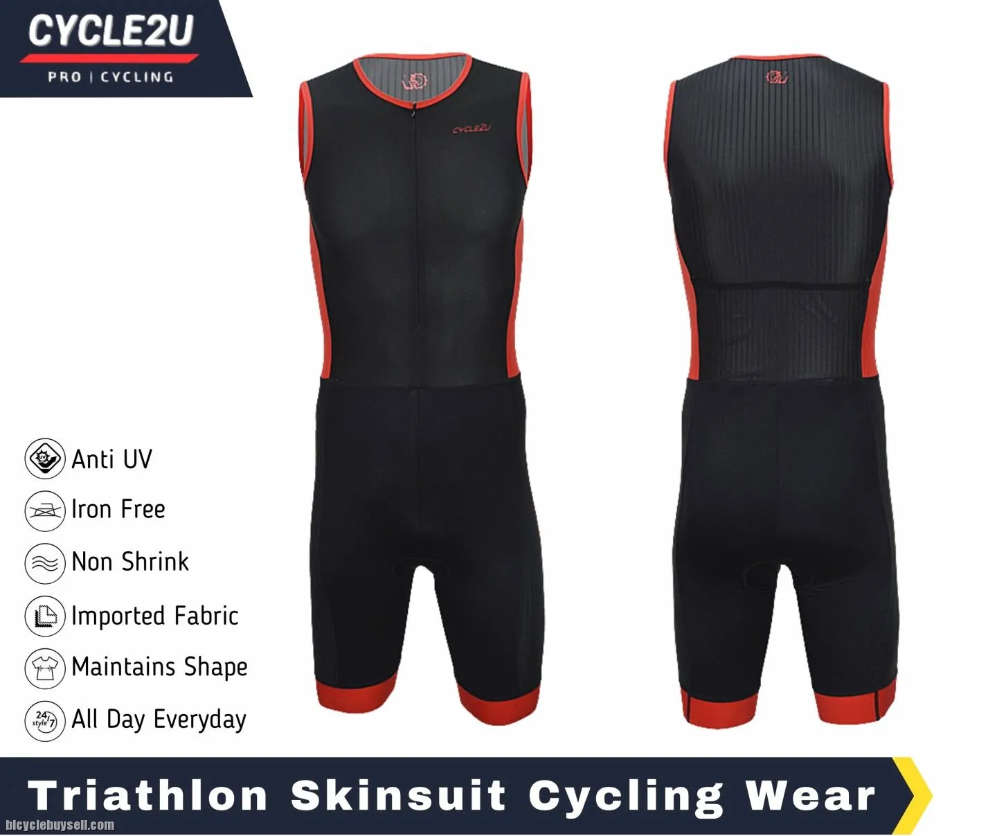 Triathlon Sport cycling compression Trisuit with Front YKK Zipper