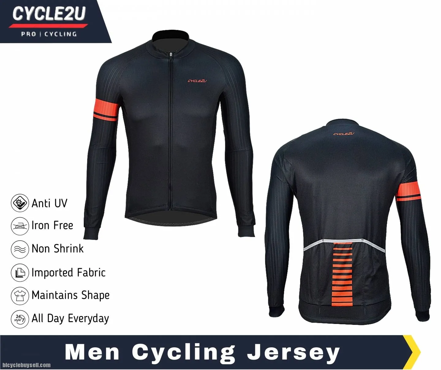 CYCLE2U PREMIER QUALITY MAN'S LONG SLEEVE CYCLING JERSEY