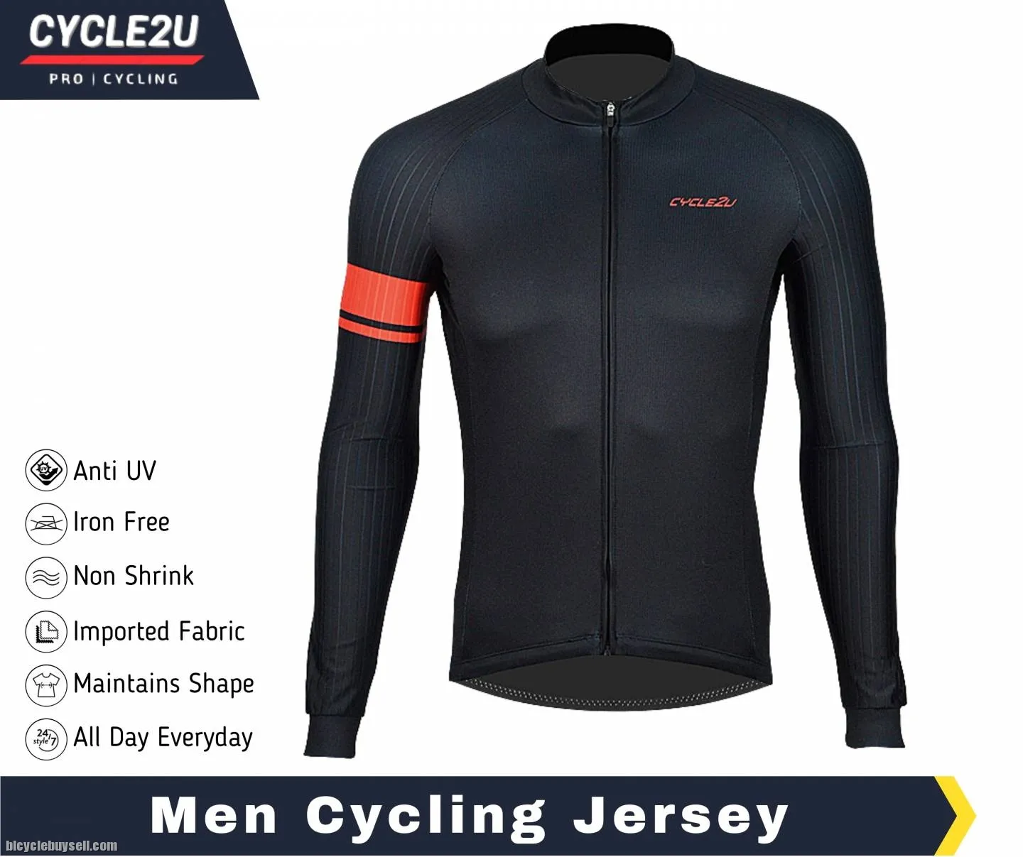 CYCLE2U PREMIER QUALITY MAN'S LONG SLEEVE CYCLING JERSEY
