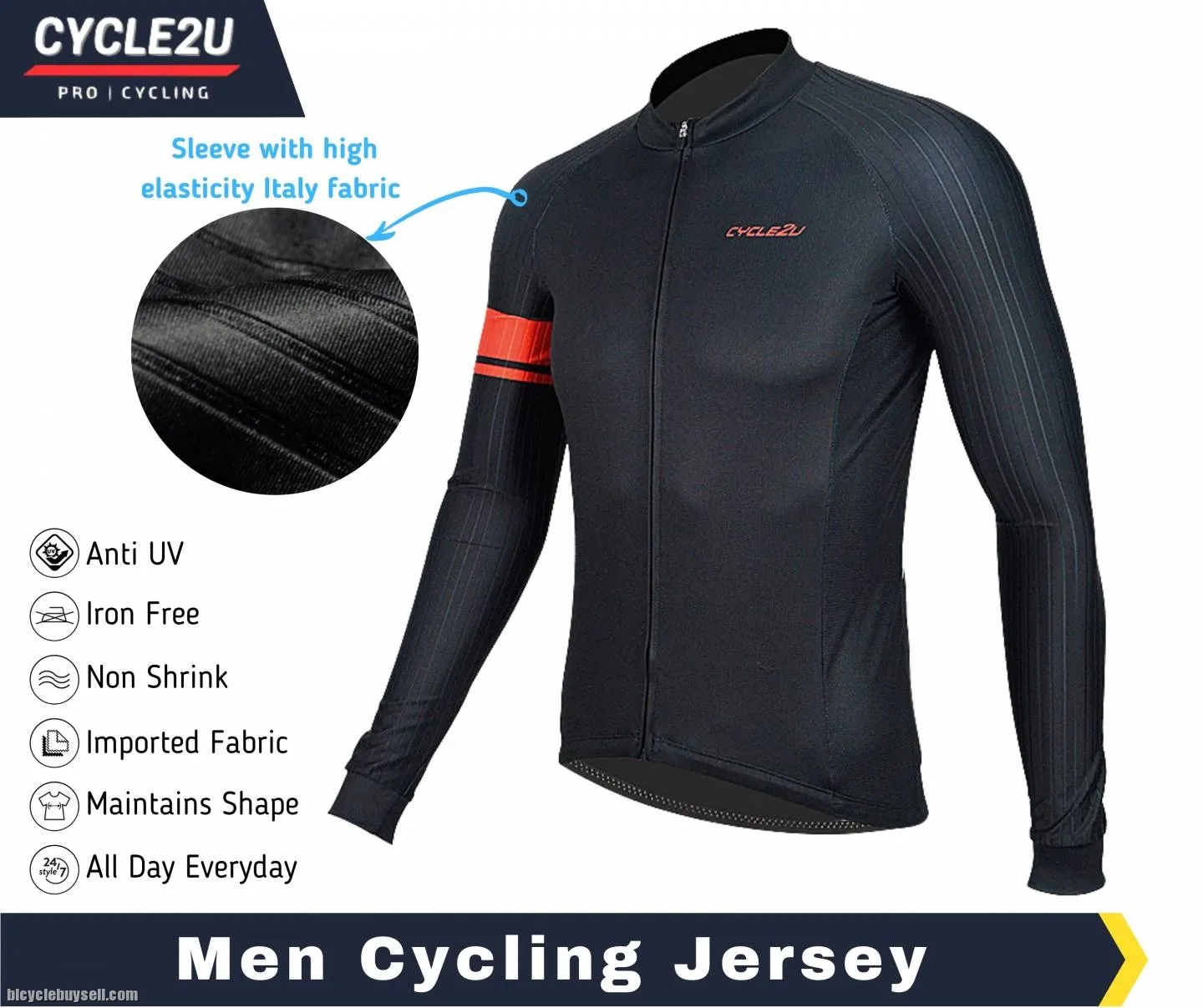 CYCLE2U PREMIER QUALITY MAN'S LONG SLEEVE CYCLING JERSEY